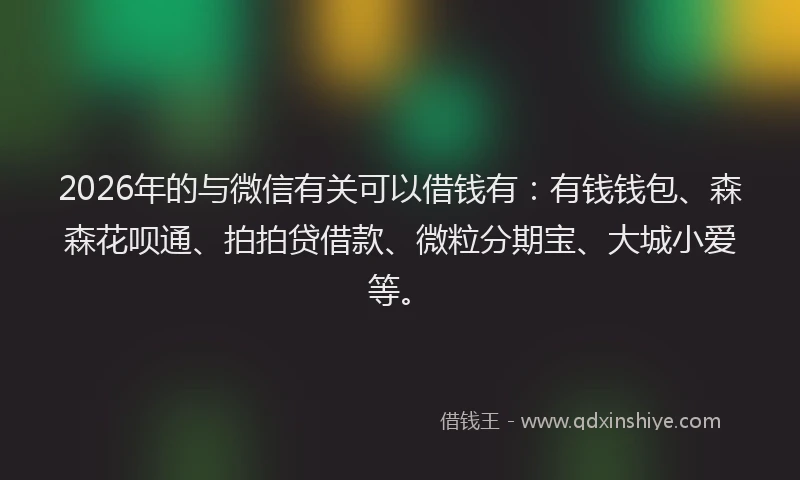 2026年的与微信有关可以借钱有：有钱钱包、森森花呗通、拍拍贷借款、微粒分期宝、大城小爱等。