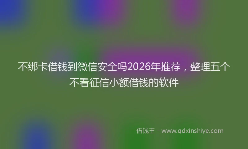 不绑卡借钱到微信安全吗2026年推荐,整理五个不看征信小额借钱的软件