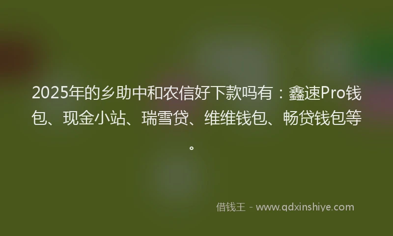 2025年的乡助中和农信好下款吗有：鑫速Pro钱包、现金小站、瑞雪贷、维维钱包、畅贷钱包等。