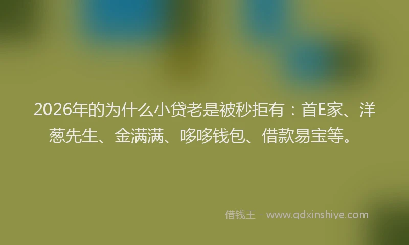 2026年的为什么小贷老是被秒拒有：首E家、洋葱先生、金满满、哆哆钱包、借款易宝等。