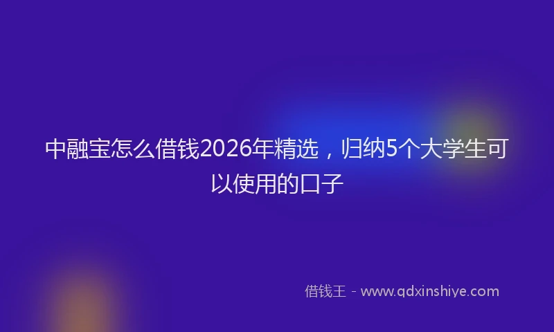 中融宝怎么借钱2026年精选，归纳5个大学生可以使用的口子