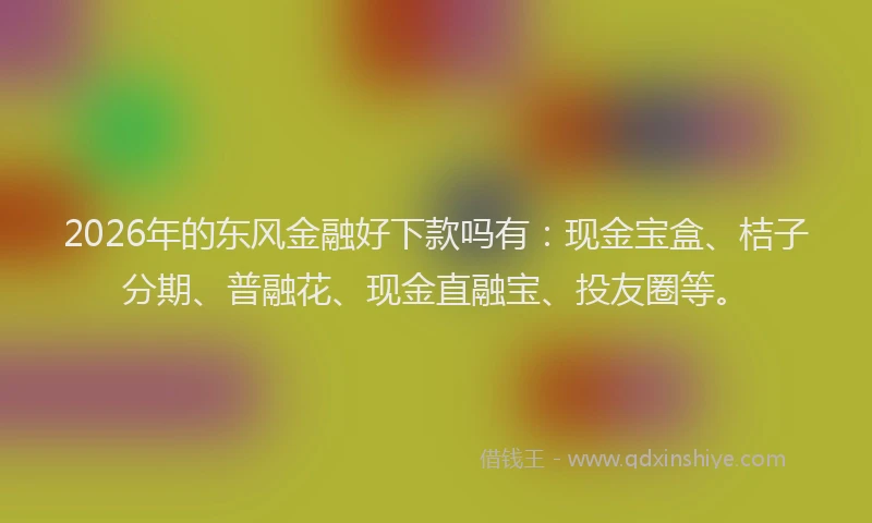 2026年的东风金融好下款吗有：现金宝盒、桔子分期、普融花、现金直融宝、投友圈等。