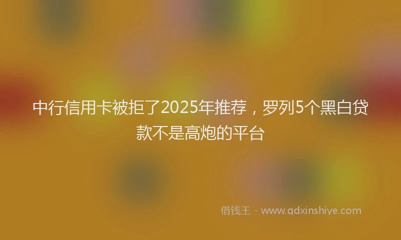 中行信用卡被拒了2025年推荐，罗列5个黑白贷款不是高炮的平台