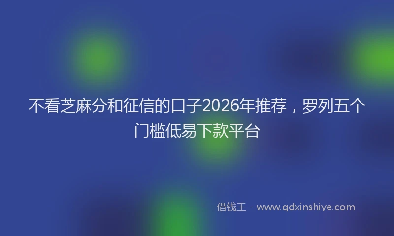 不看芝麻分和征信的口子2026年推荐，罗列五个门槛低易下款平台