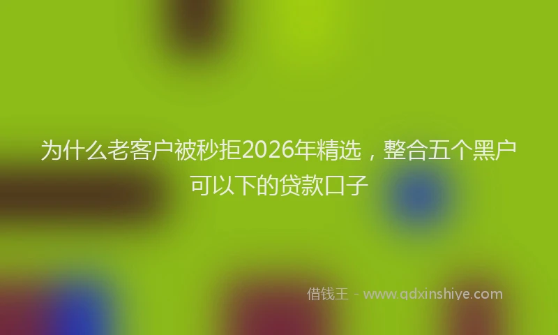 为什么老客户被秒拒2026年精选，整合五个黑户可以下的贷款口子