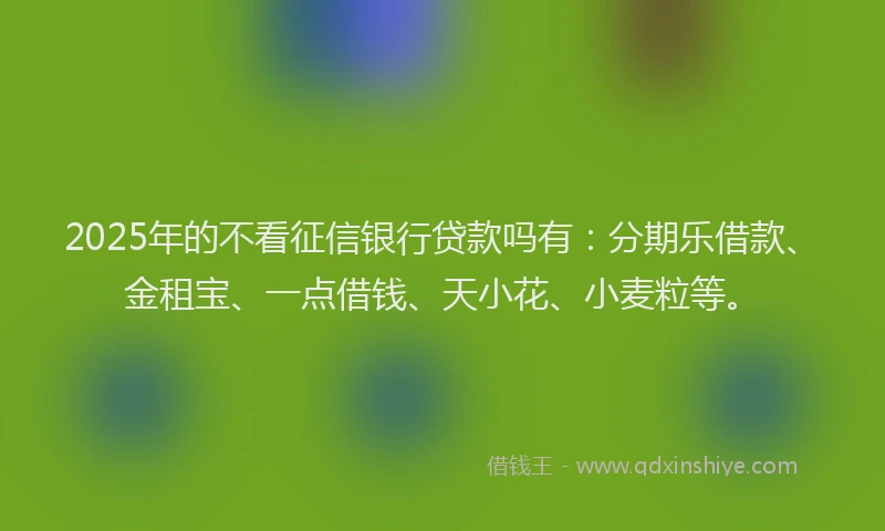 2025年的不看征信银行贷款吗有：分期乐借款、金租宝、一点借钱、天小花、小麦粒等。