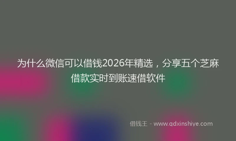 为什么微信可以借钱2026年精选,分享五个芝麻借款实时到账速借软件