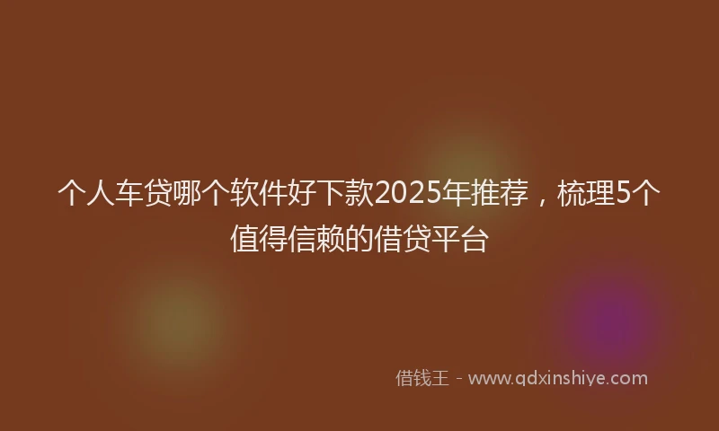 个人车贷哪个软件好下款2025年推荐，梳理5个值得信赖的借贷平台