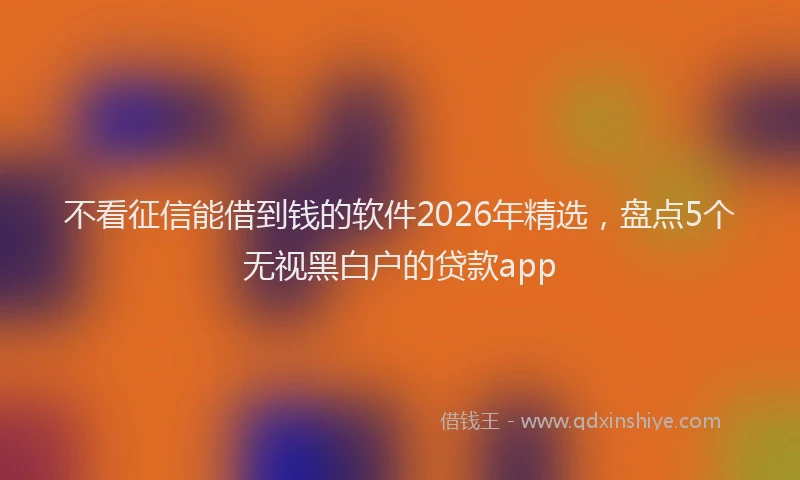 不看征信能借到钱的软件2026年精选，盘点5个无视黑白户的贷款app