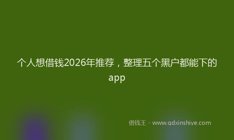 个人想借钱2026年推荐，整理五个黑户都能下的app