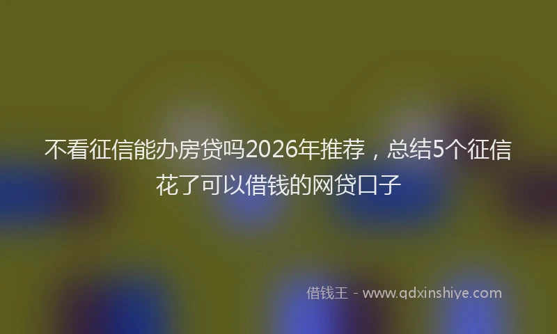 不看征信能办房贷吗2026年推荐，总结5个征信花了可以借钱的网贷口子