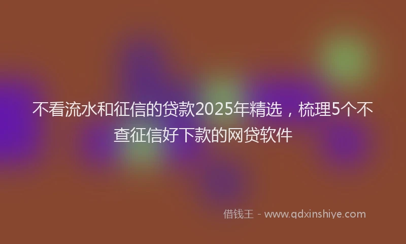 不看流水和征信的贷款2025年精选，梳理5个不查征信好下款的网贷软件