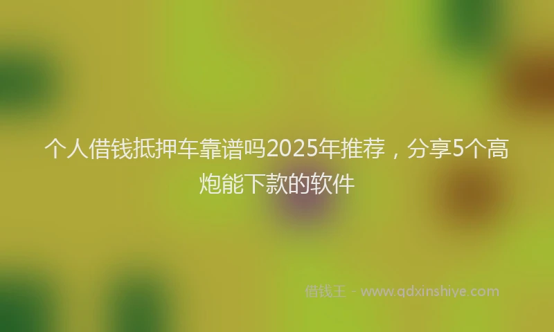 个人借钱抵押车靠谱吗2025年推荐，分享5个高炮能下款的软件