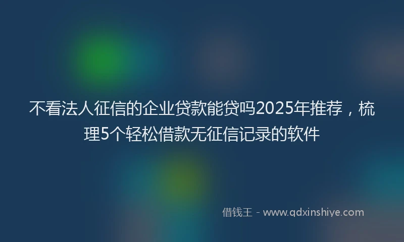 不看法人征信的企业贷款能贷吗2025年推荐，梳理5个轻松借款无征信记录的软件