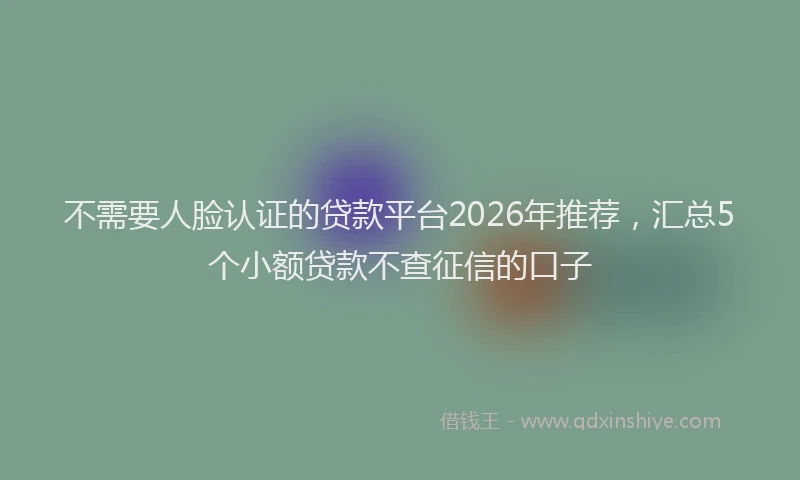 不需要人脸认证的贷款平台2026年推荐,汇总5个小额贷款不查征信的口子
