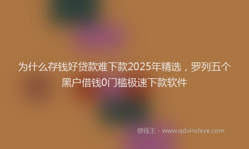 为什么存钱好贷款难下款2025年精选，罗列五个黑户借钱0门槛极速下款软件