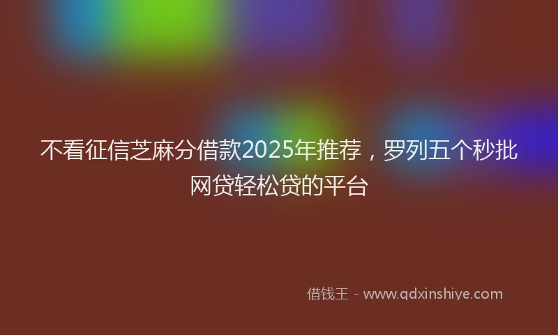 不看征信芝麻分借款2025年推荐，罗列五个秒批网贷轻松贷的平台