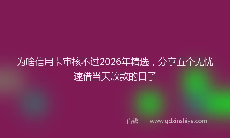 为啥信用卡审核不过2026年精选,分享五个无忧速借当天放款的口子