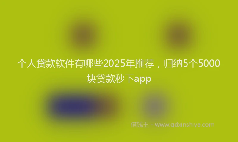 个人贷款软件有哪些2025年推荐，归纳5个5000块贷款秒下app