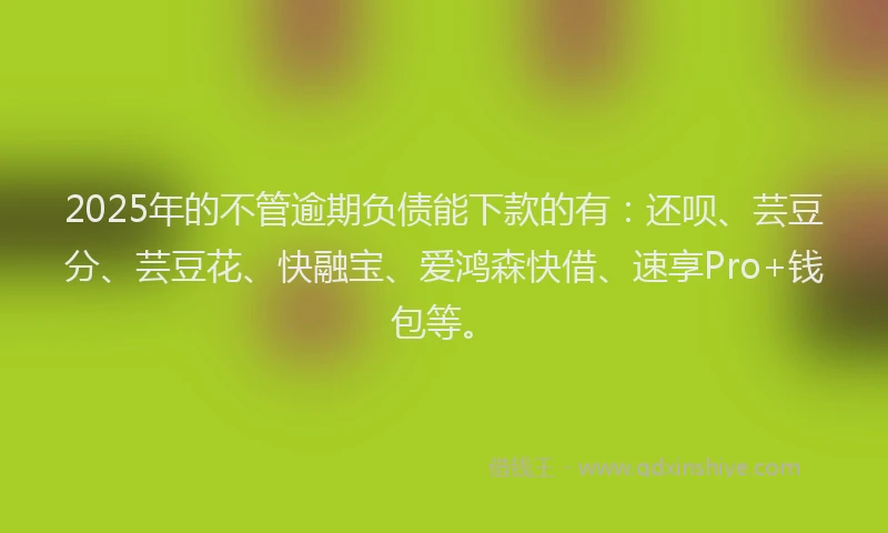 2025年的不管逾期负债能下款的有：还呗、芸豆分、芸豆花、快融宝、爱鸿森快借、速享Pro+钱包等。