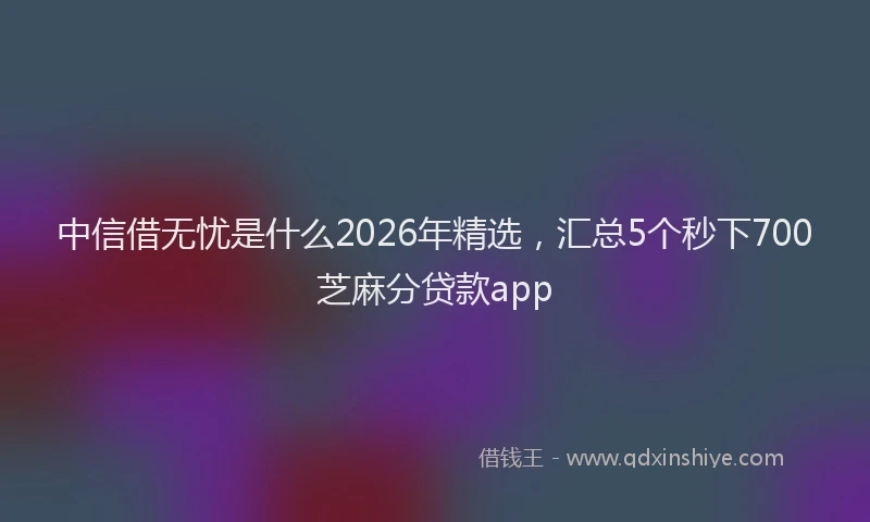 中信借无忧是什么2026年精选，汇总5个秒下700芝麻分贷款app
