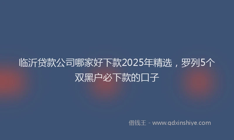 临沂贷款公司哪家好下款2025年精选，罗列5个双黑户必下款的口子
