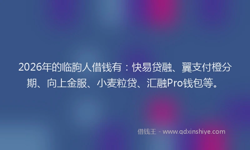 2026年的临朐人借钱有：快易贷融、翼支付橙分期、向上金服、小麦粒贷、汇融Pro钱包等。