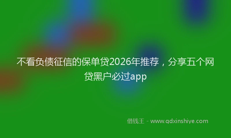 不看负债征信的保单贷2026年推荐，分享五个网贷黑户必过app