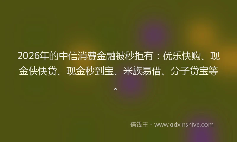2026年的中信消费金融被秒拒有:优乐快购、现金侠快贷、现金秒到宝、米族易借、分子贷宝等。