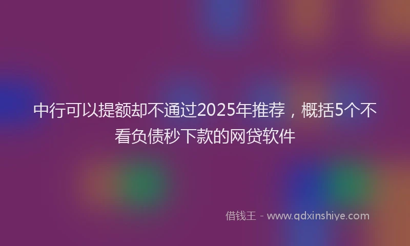 中行可以提额却不通过2025年推荐，概括5个不看负债秒下款的网贷软件