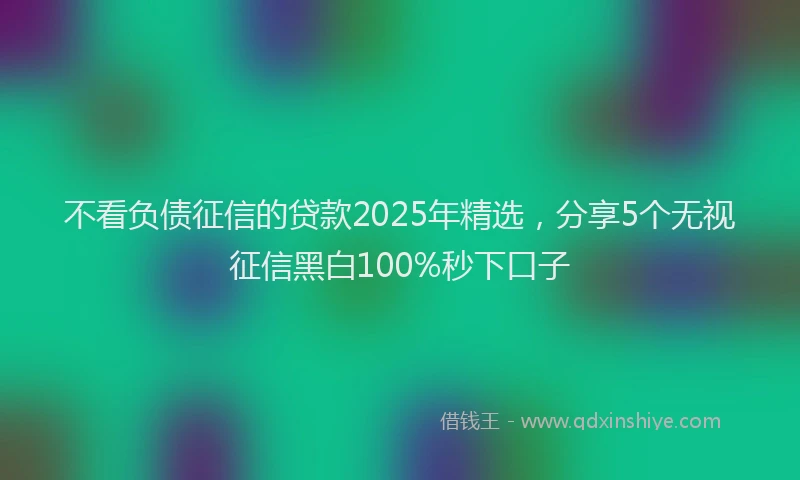 不看负债征信的贷款2025年精选，分享5个无视征信黑白100%秒下口子
