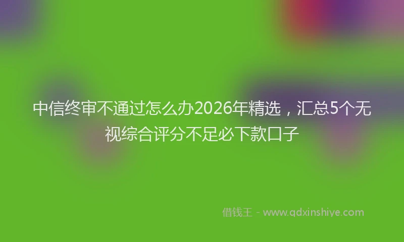 中信终审不通过怎么办2026年精选，汇总5个无视综合评分不足必下款口子