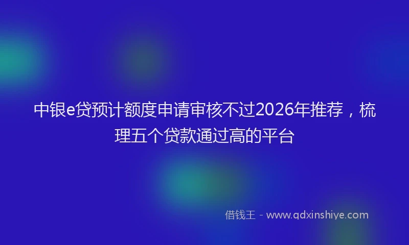 中银e贷预计额度申请审核不过2026年推荐，梳理五个贷款通过高的平台