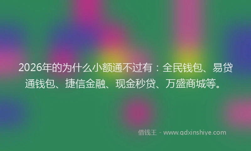 2026年的为什么小额通不过有：全民钱包、易贷通钱包、捷信金融、现金秒贷、万盛商城等。