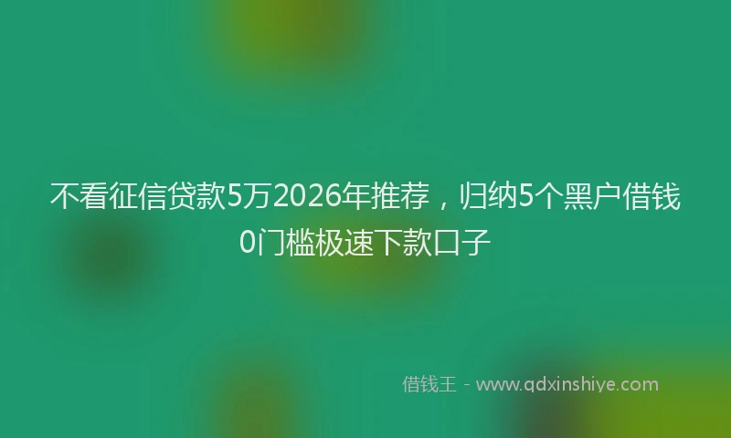 不看征信贷款5万2026年推荐，归纳5个黑户借钱0门槛极速下款口子