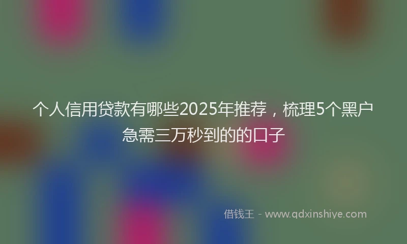 个人信用贷款有哪些2025年推荐，梳理5个黑户急需三万秒到的的口子