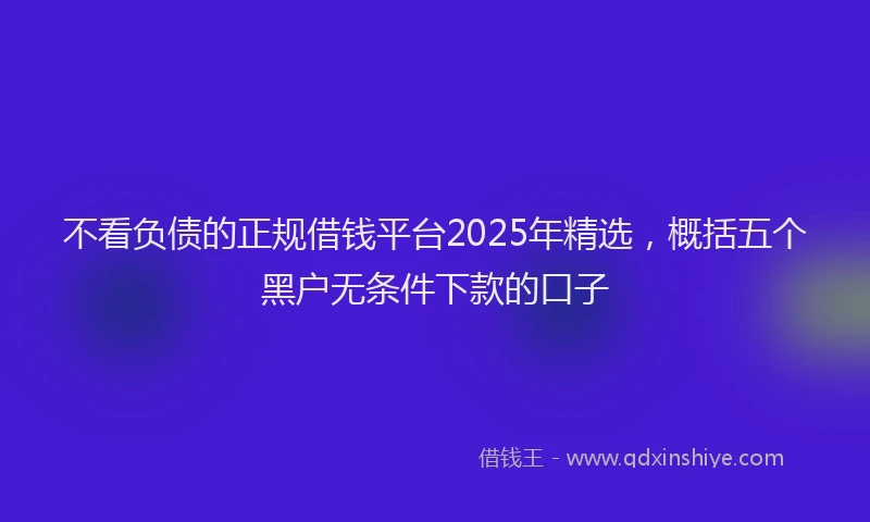 不看负债的正规借钱平台2025年精选，概括五个黑户无条件下款的口子