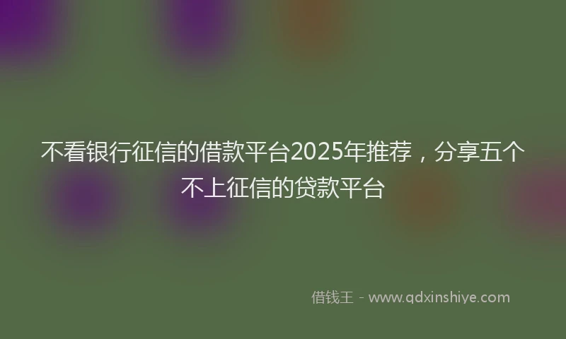 不看银行征信的借款平台2025年推荐，分享五个不上征信的贷款平台