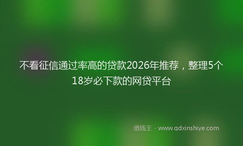 不看征信通过率高的贷款2026年推荐，整理5个18岁必下款的网贷平台