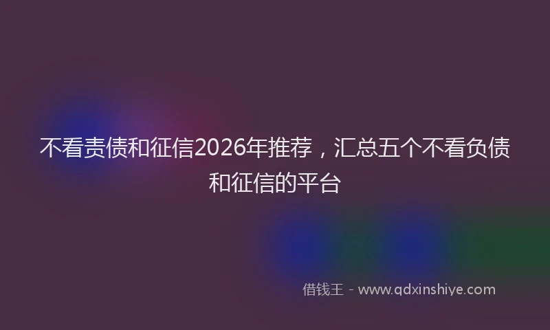 不看责债和征信2026年推荐，汇总五个不看负债和征信的平台