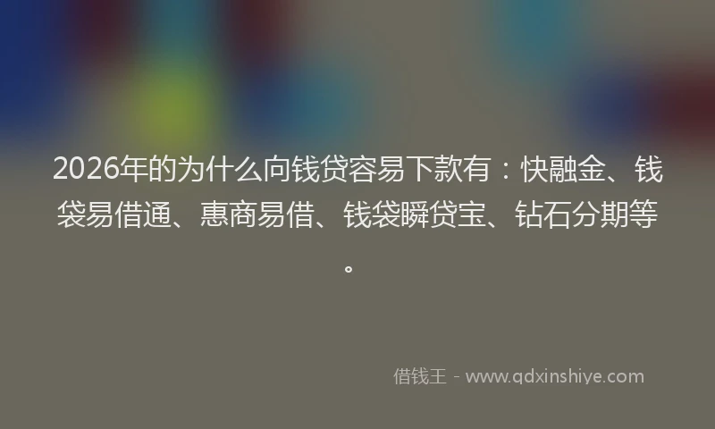 2026年的为什么向钱贷容易下款有：快融金、钱袋易借通、惠商易借、钱袋瞬贷宝、钻石分期等。
