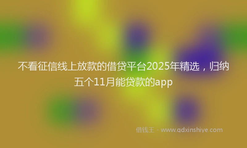 不看征信线上放款的借贷平台2025年精选，归纳五个11月能贷款的app