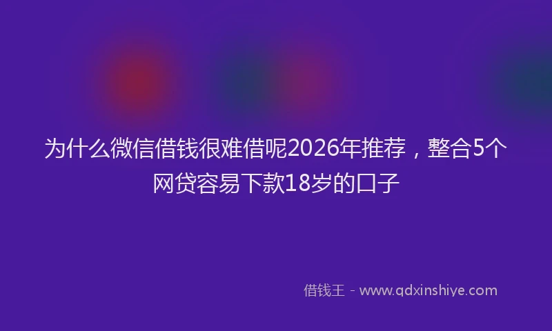 为什么微信借钱很难借呢2026年推荐，整合5个网贷容易下款18岁的口子