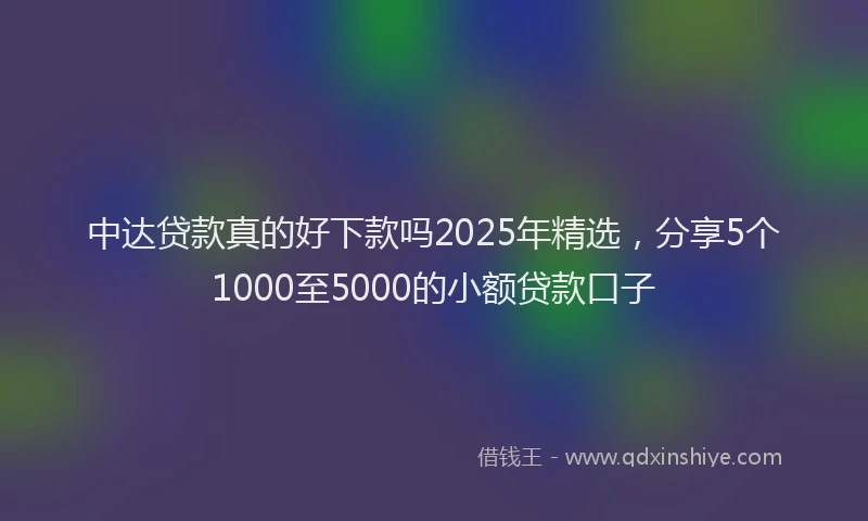 中达贷款真的好下款吗2025年精选，分享5个1000至5000的小额贷款口子