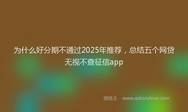 为什么好分期不通过2025年推荐，总结五个网贷无视不查征信app