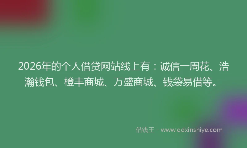 2026年的个人借贷网站线上有：诚信一周花、浩瀚钱包、橙丰商城、万盛商城、钱袋易借等。