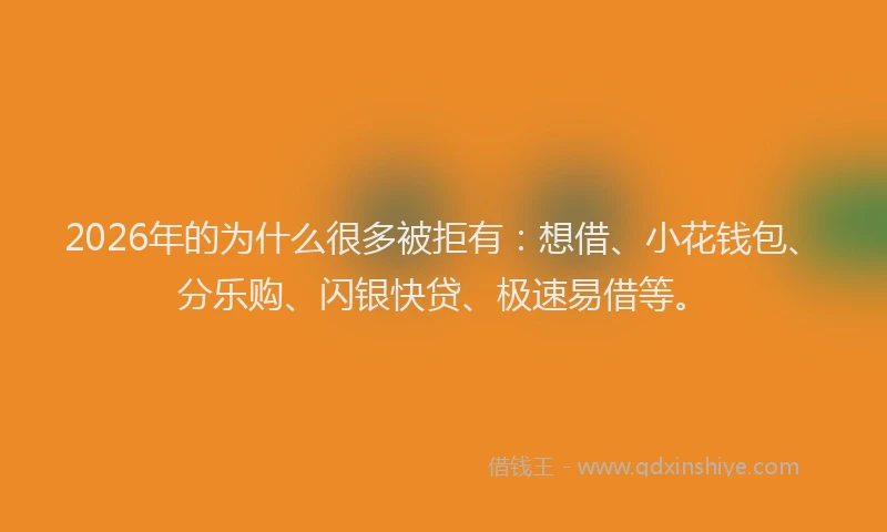 2026年的为什么很多被拒有:想借、小花钱包、分乐购、闪银快贷、极速易借等。