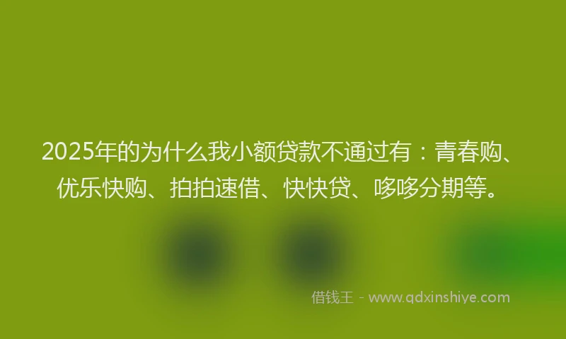 2025年的为什么我小额贷款不通过有：青春购、优乐快购、拍拍速借、快快贷、哆哆分期等。