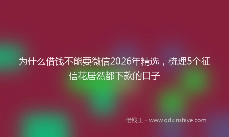 为什么借钱不能要微信2026年精选，梳理5个征信花居然都下款的口子