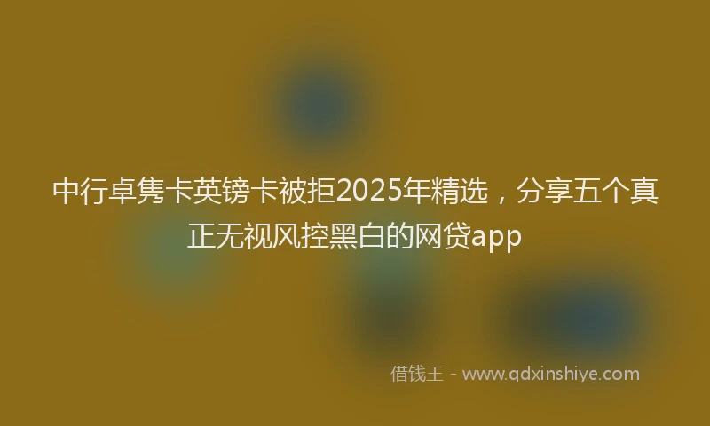 中行卓隽卡英镑卡被拒2025年精选，分享五个真正无视风控黑白的网贷app